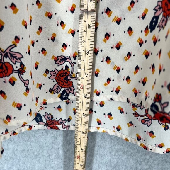 ModCloth A Grace of Ones Own Chiffon Blouse Size 4X Ivory Floral Print Ruffle - Picture 11 of 13